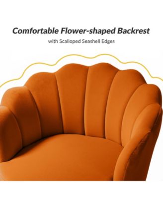 Modern Velvet Barrel Chair with Channel Tufted Back