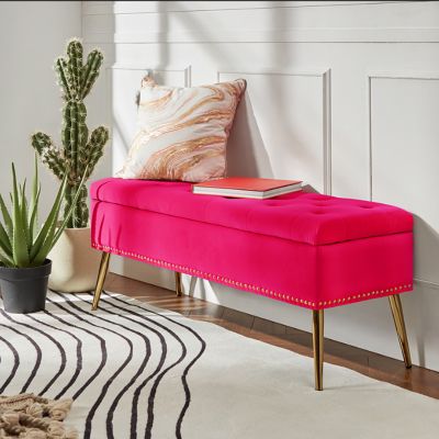 Kajana Transitional Velvet Upholstered Flip Top Storage Bench