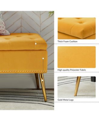 Kajana Transitional Velvet Upholstered Flip Top Storage Bench