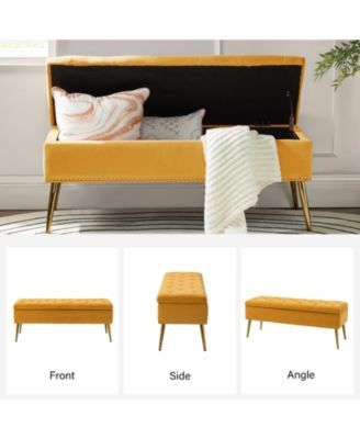 Kajana Transitional Velvet Upholstered Flip Top Storage Bench