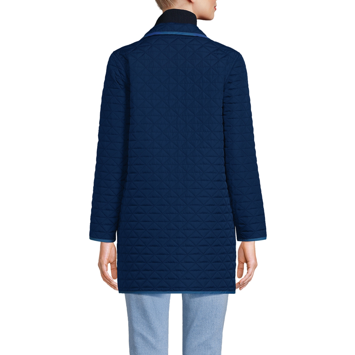 Lands' End Petite Insulated Reversible Barn Coat -blue check
