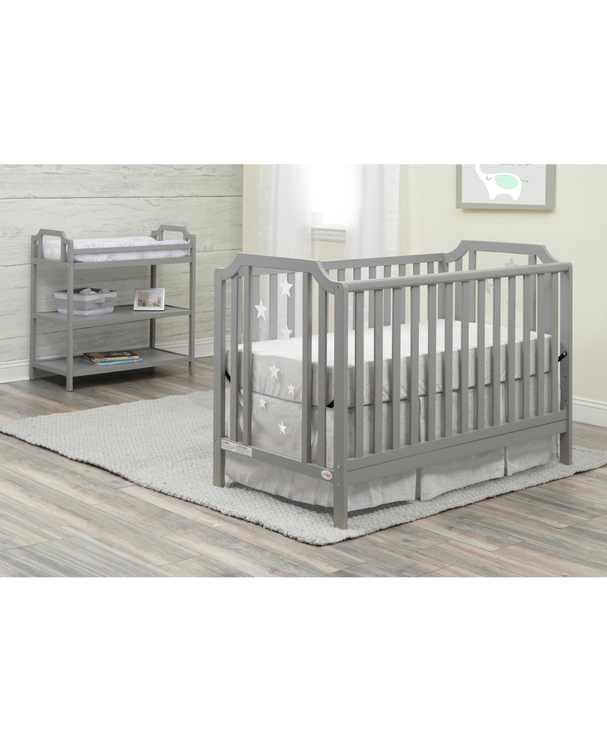 Suite Bebe Celeste 3-in-1 Convertible Acrylic Island Crib Light Gray