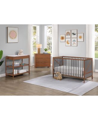 Pixie Zen 3-in-1 Convertible Crib in Walnut/Charcoal