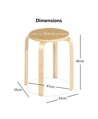 18 Inch Stackable Bentwood Dining Chairs with Round Top - Set of 4