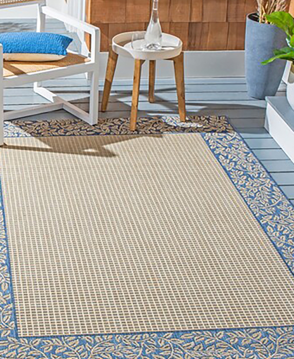 Safavieh Courtyard CY0727 Natural and Blue 5'3" x 7'7" Outdoor Area Rug