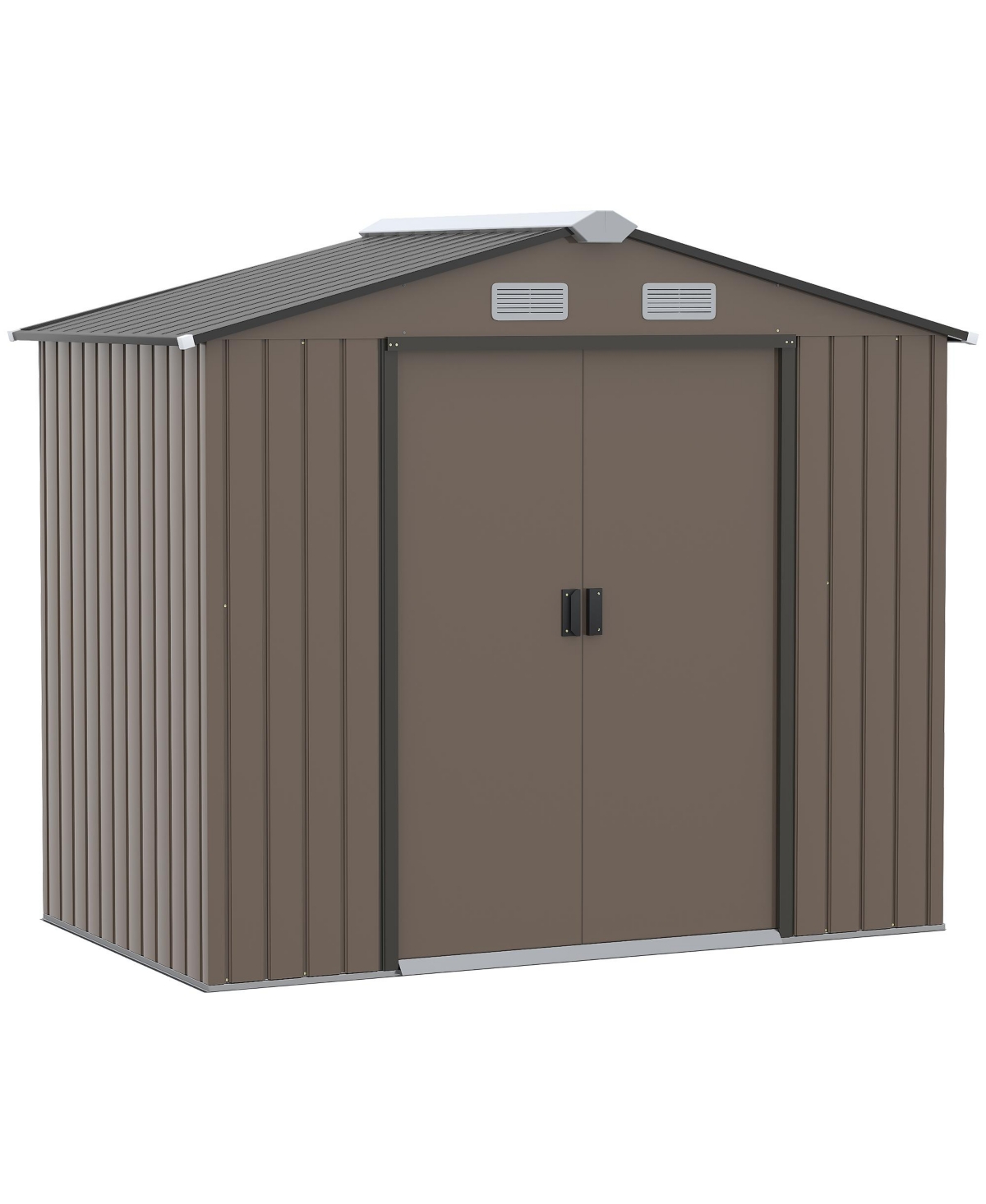 Garden Shed Storage Unit w/ Locking Door Floor Foundation Air Vent Brown - Brown