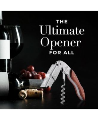 Double Hinged Corkscrew Wine Opener with Foil Cutter & Cap Remover