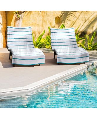 Cotton Terry Lounge Chair Covers, 2-Pack, 30" x 85" with Pocket Design