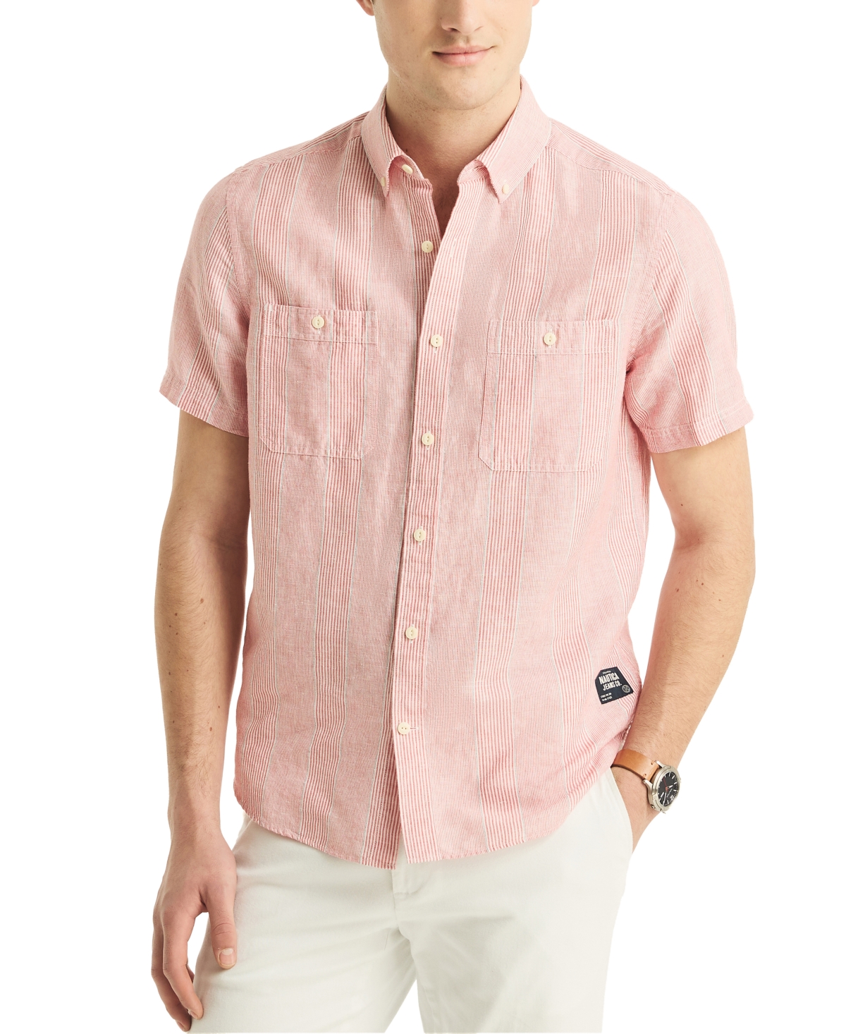 Nautica Men's Classic-fit Stripe Button-down Shirt In Sailor Red