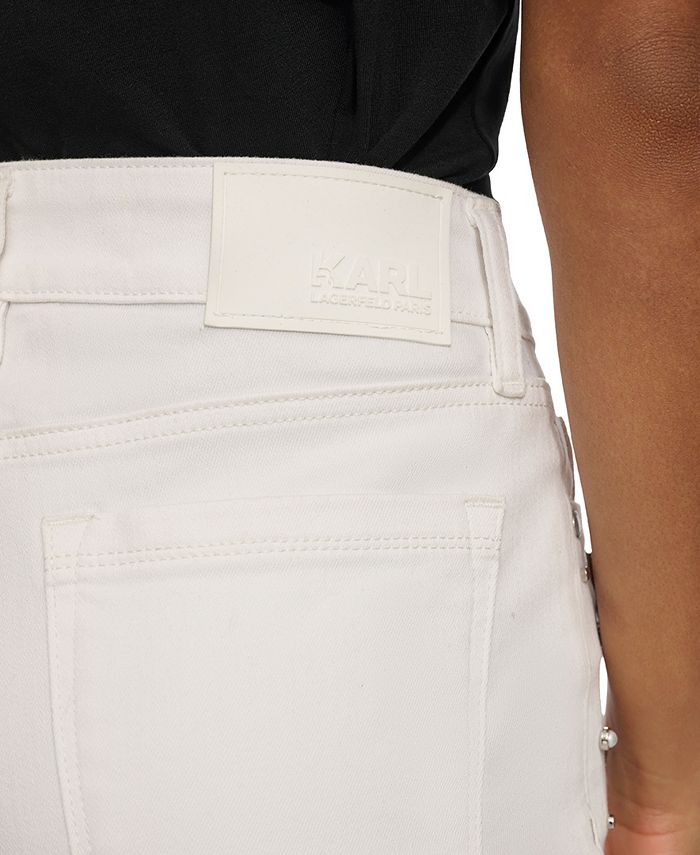 KARL LAGERFELD PARIS Women's Embellished Straight-Fit Jeans - Macy's