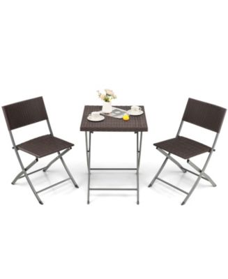 SUGIFT 3 Pieces Patio Bistro Set with Folding Wicker Chairs and Table ...