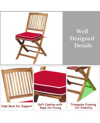 3 Pieces Patio Folding Bistro Set with Padded Cushion and Round Coffee Table