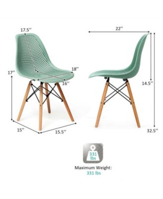 2 Pieces Modern Plastic Hollow Chair Set with Wood Leg