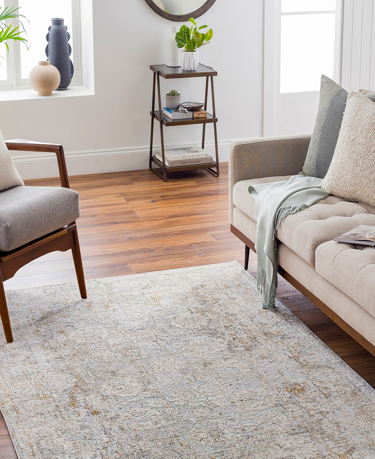 Surya Carmel Crl-2305 6'7x9'6 Area Rug In Gray- Bone