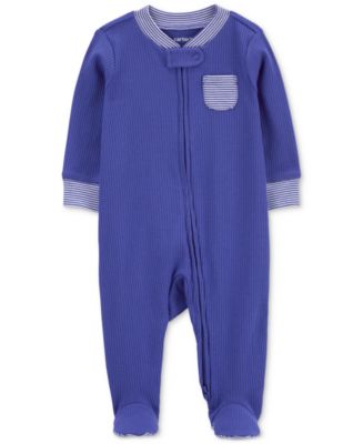 Carter's 2pc Baby Boy Blue Print 2-Way Zip-Up Footie Coverall with Cap main image 0