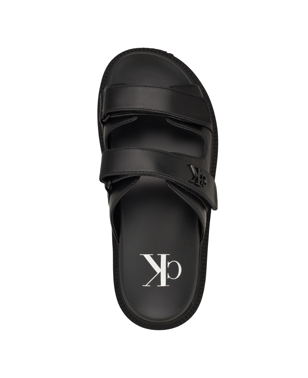 Shop Calvin Klein Women's Donnie Double Adjustable Strap Sandals In Black- Manmade