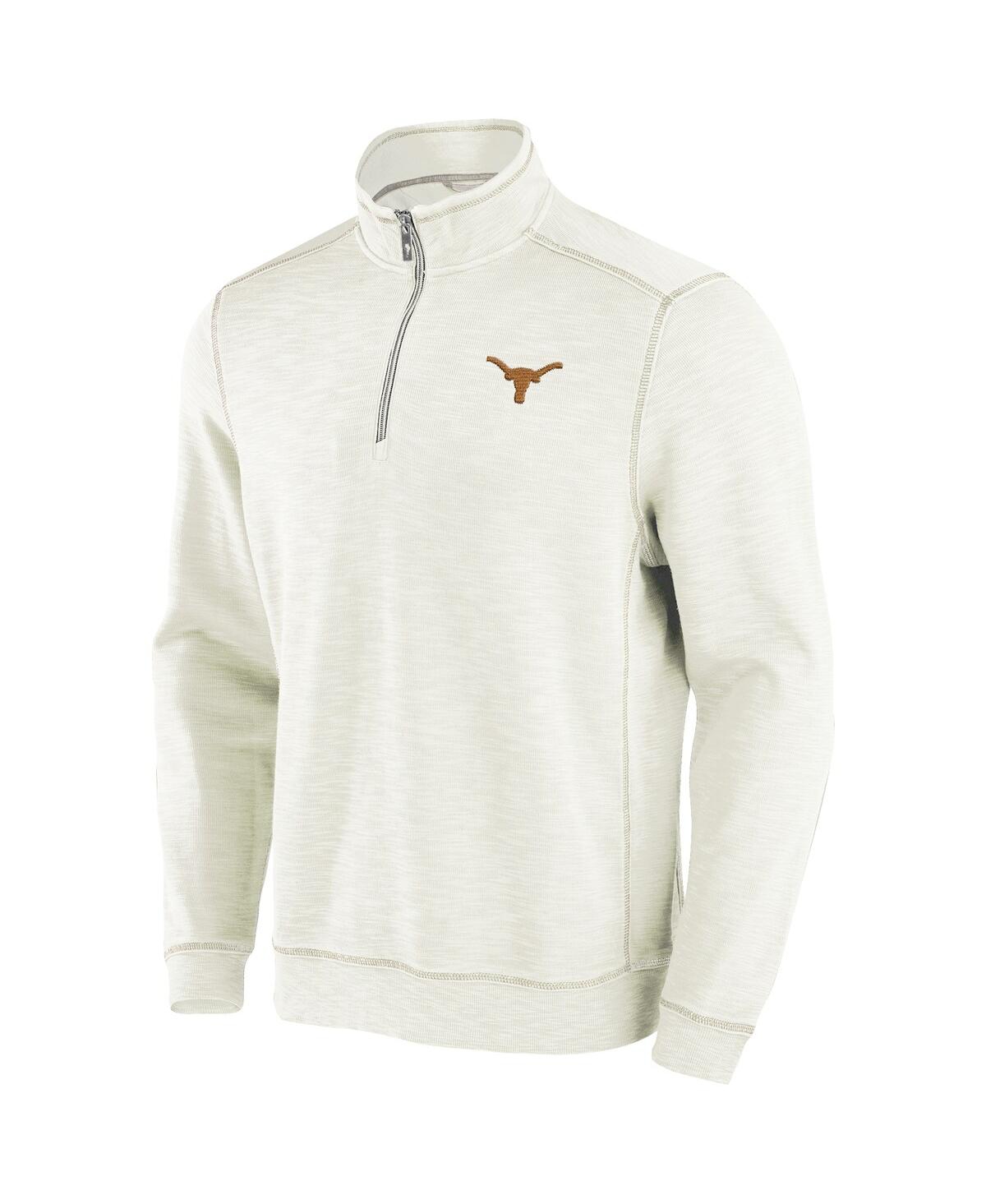 Tommy Bahama Men's Cream Texas Longhorns Tobago Bay Half-zip Tri-blend Top In Cream