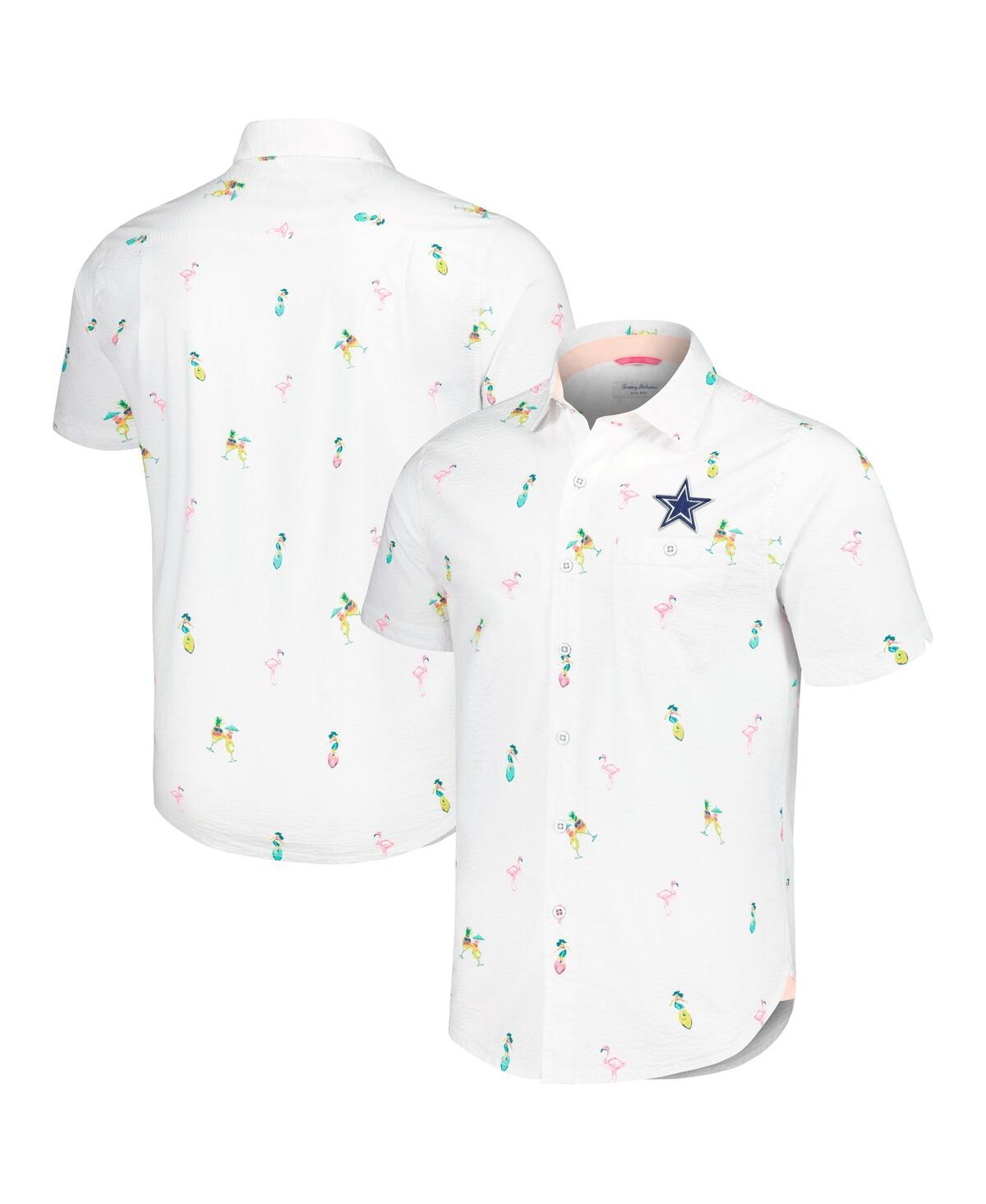 Men's White Dallas Cowboys Nova Wave Flocktail Button-Up Shirt - White