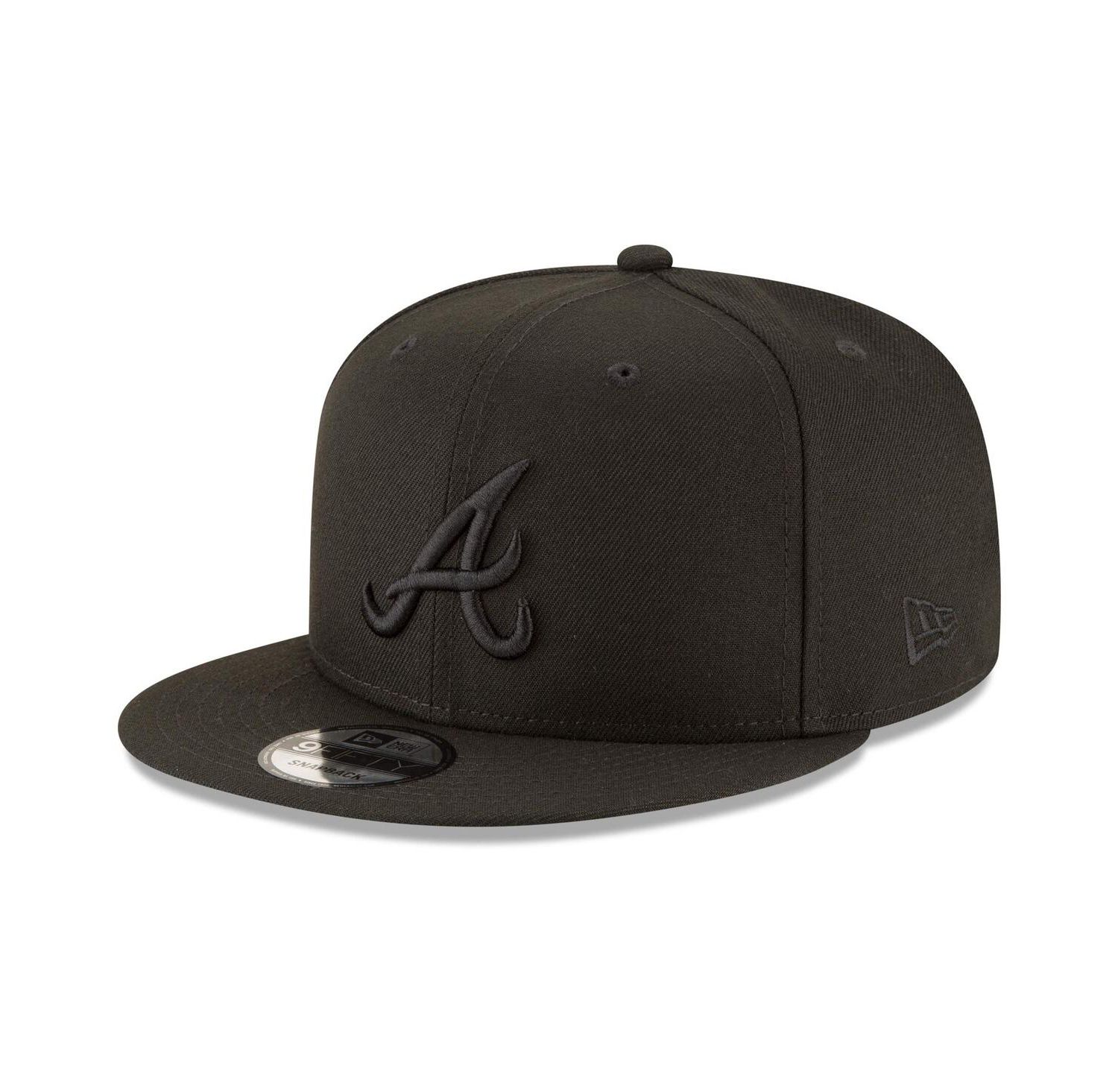 Atlanta Braves Black on Black 9fifty Team Snapback Adjustable Hat - Black