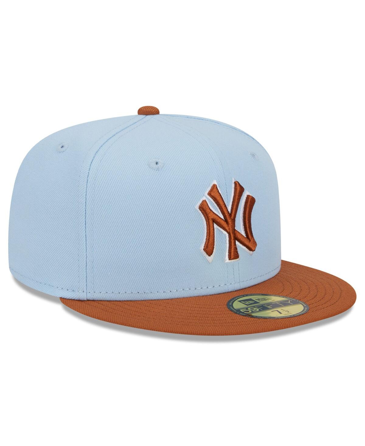 New Era Men's Light Blue/brown New York Yankees Spring Color Basic Two-tone 59fifty Fitted Hat In Light Blue
