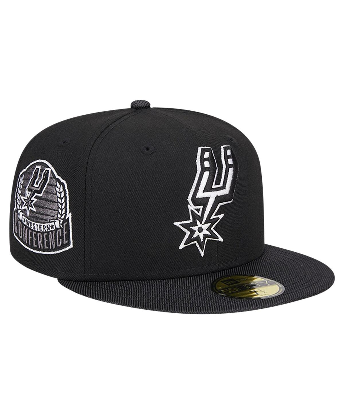 Men's Black San Antonio Spurs Active Satin Visor 59fifty Fitted Hat - Black