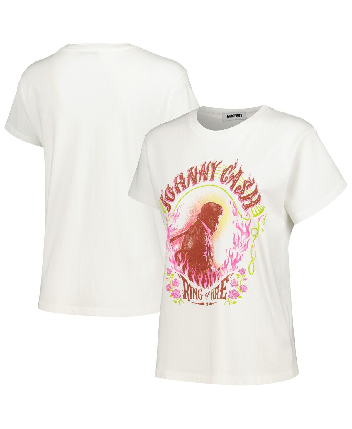 Women's White Johnny Cash Ring of Fire Tour T-Shirt - White No C