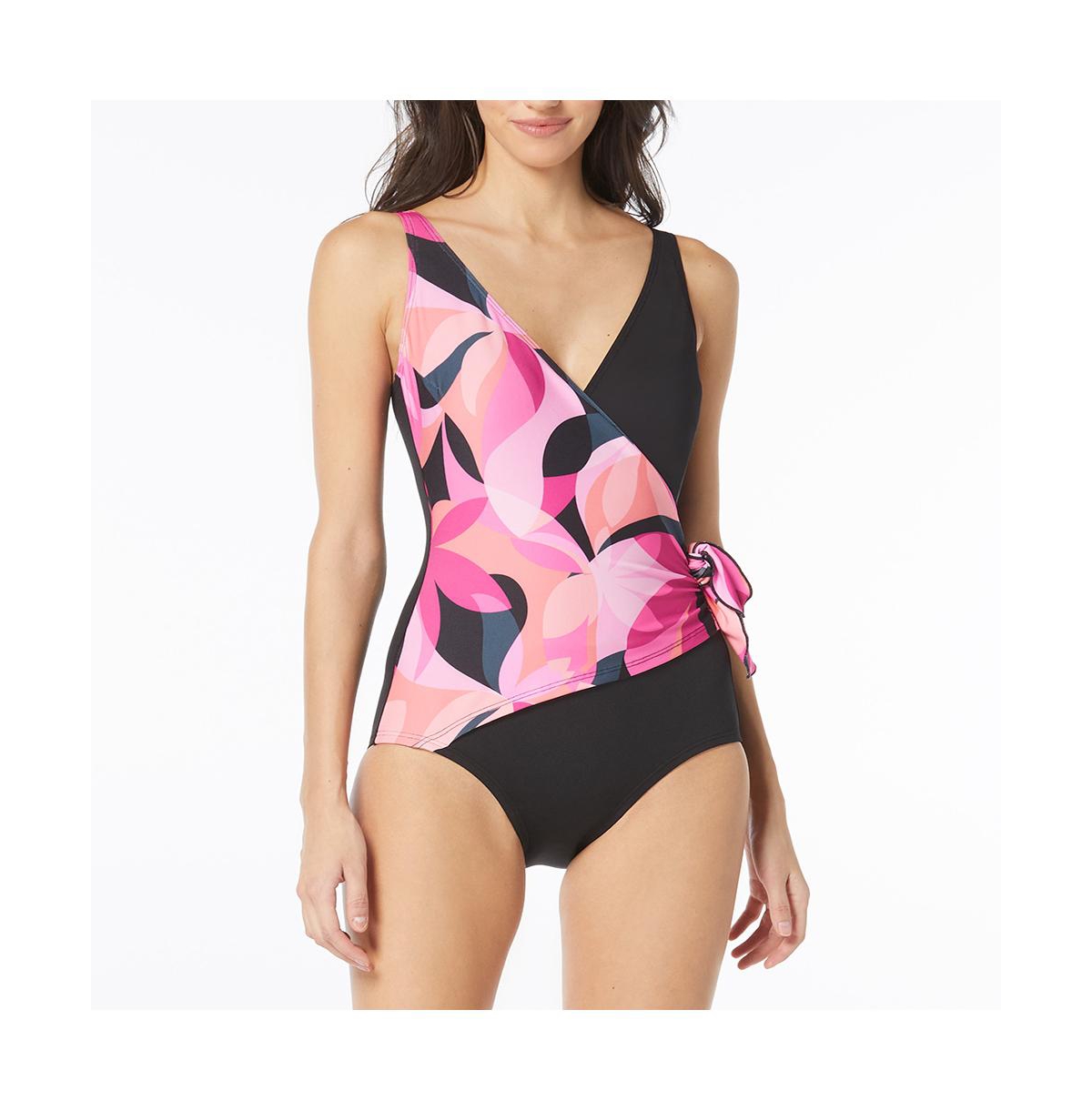 Gabar Women's Missy Island Abstract Surplice one piece swimsuit - 607 poppy