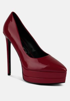 Womens Cuddles Patent Faux Leather Platform Stiletto Pumps