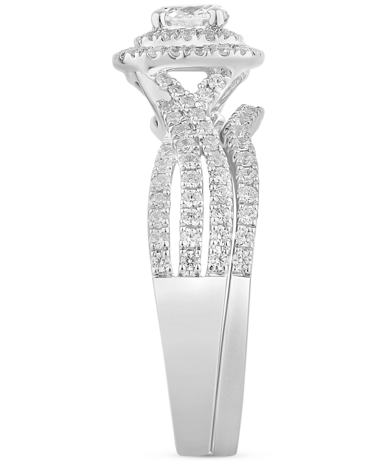 Macy's Diamond Halo Twist Bridal Set (7/8 Ct. T.w.) In 14k White Gold In White Gold