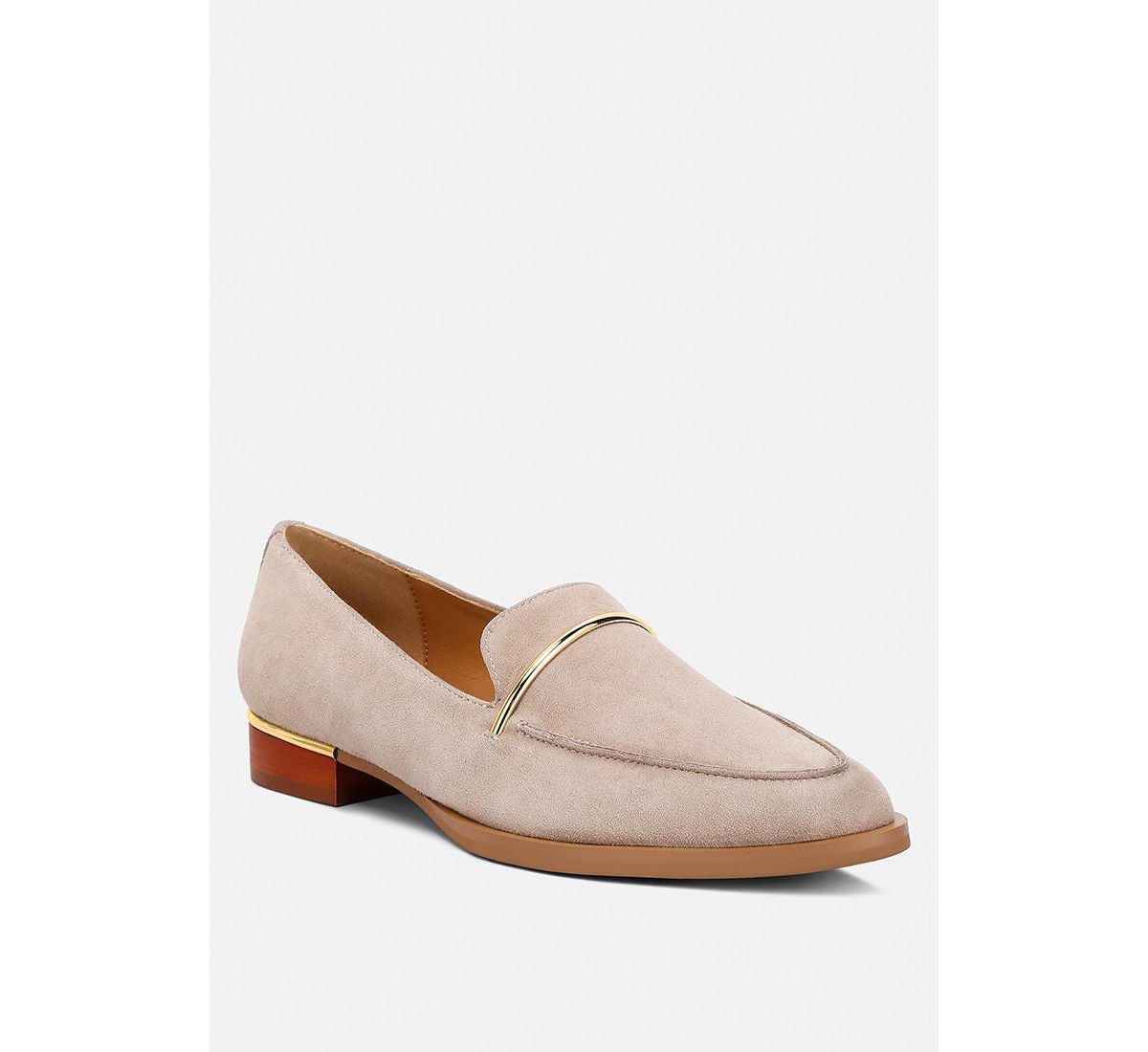 Paulina Womens Suede Leather Loafers - Taupe