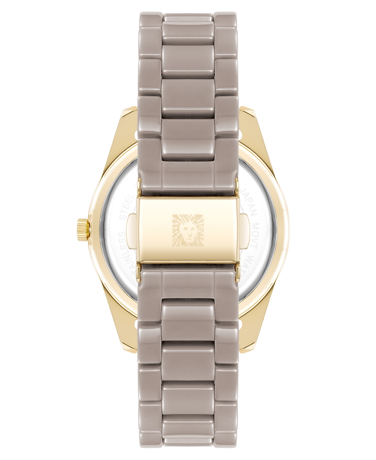 Shop Anne Klein Women's Quartz Taupe Ceramic Link Bracelet Watch, 42mm