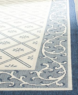 Courtyard CY7427 Beige and Navy 8' x 11' Sisal Weave Outdoor Area Rug