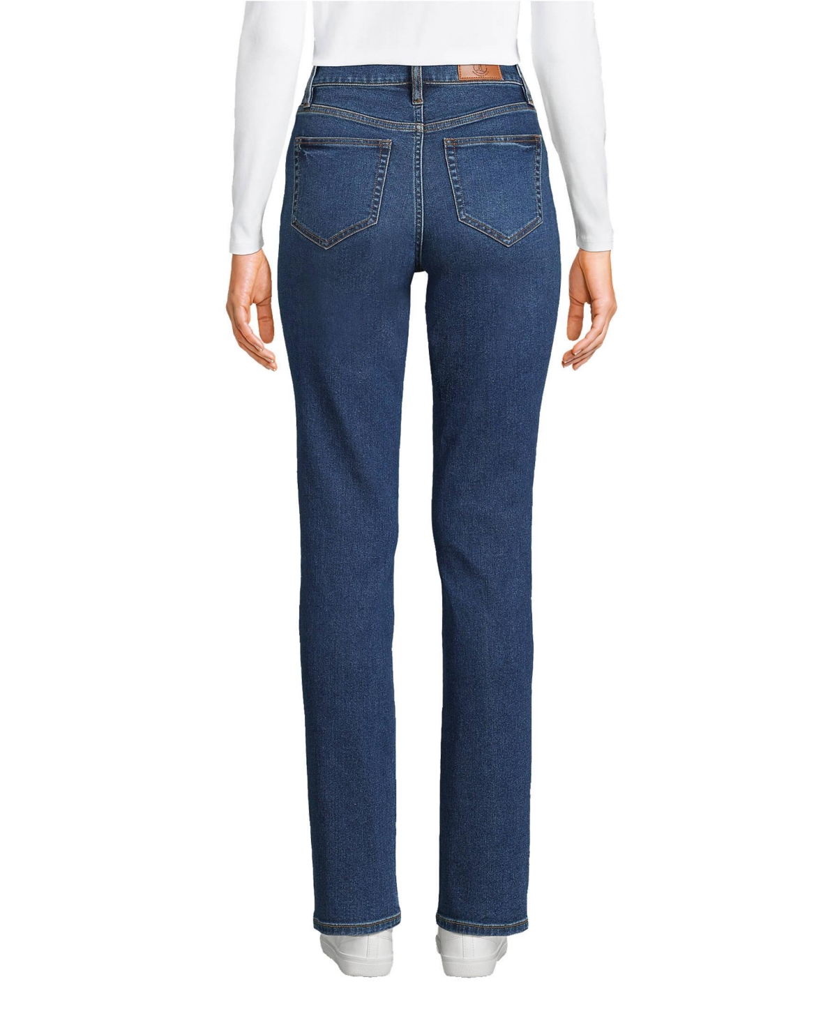 Lands' End Petite Recover High Rise Straight Leg Blue Jeans