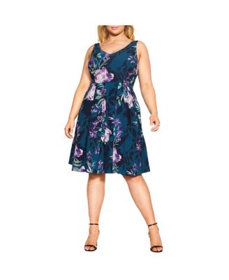 Plus Size Hydrangea Print Dress