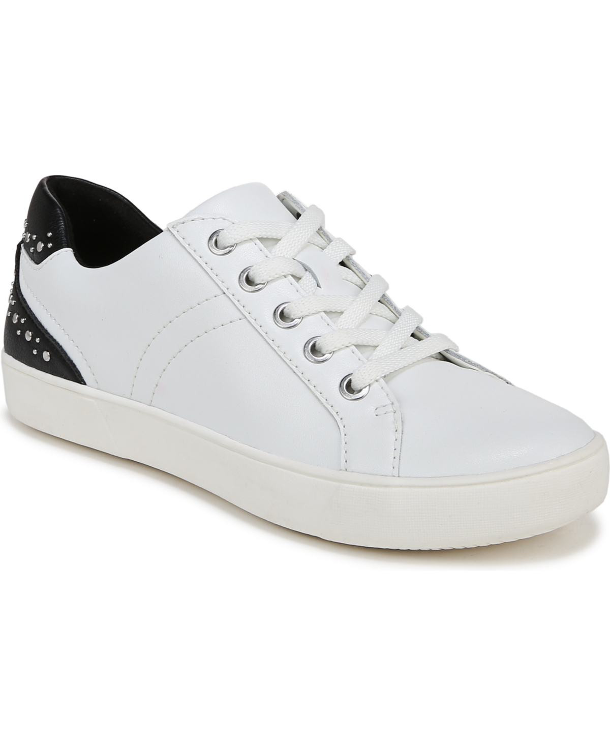 Morrison-Stud Sneakers - White/Black Leather
