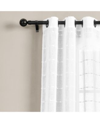 Farmhouse Textured Grommet Sheer Window Curtain Panels