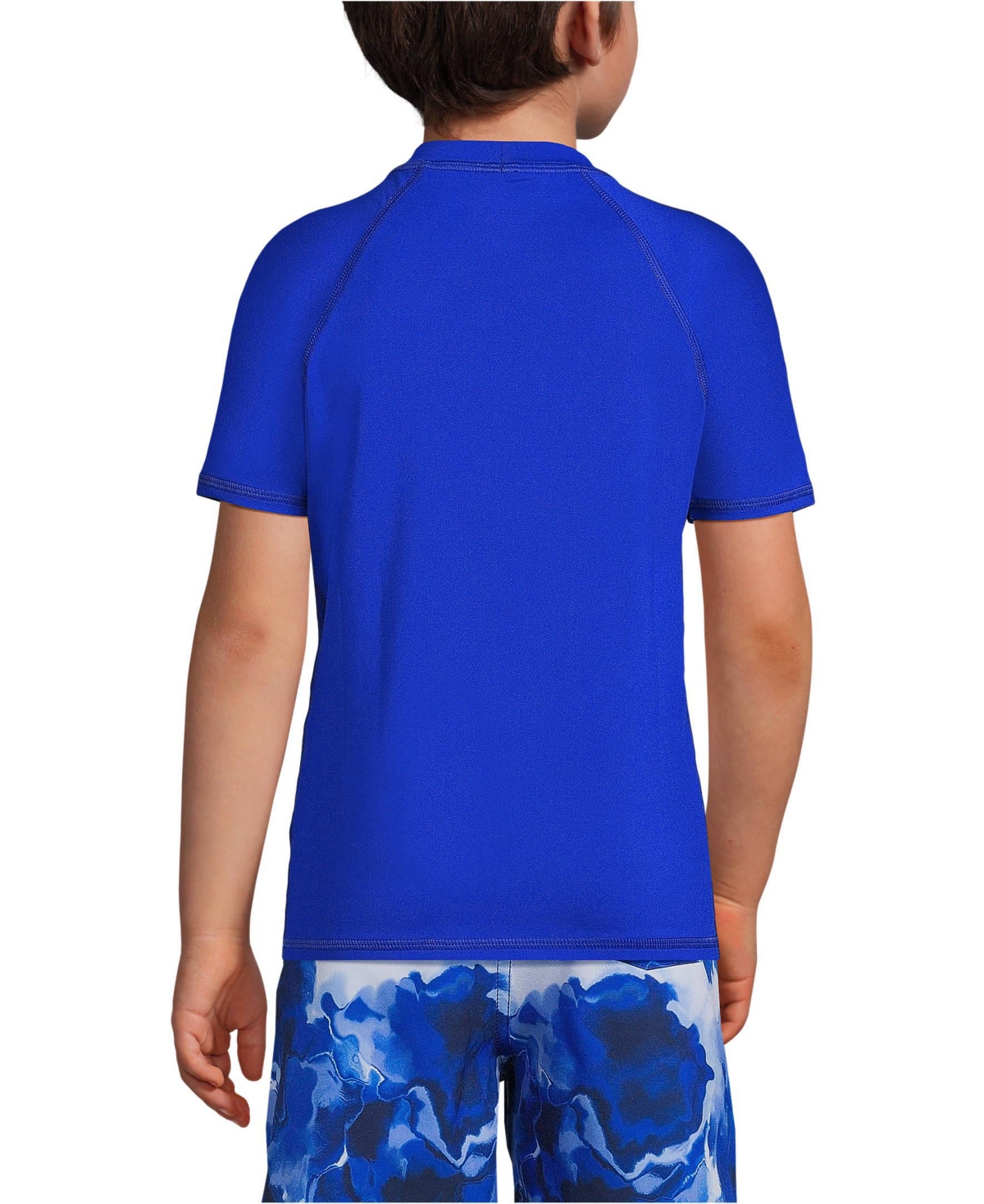 Lands' End Boys Chlorine Resistant Short Sleeve Crew Neck Upf 50 Rash Guard