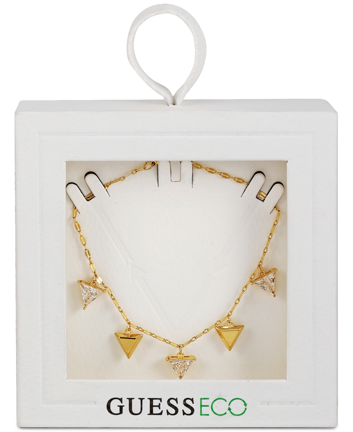 Guess 14kPlated & Cubic Zirconia Triangle Charm Bracelet - Gold