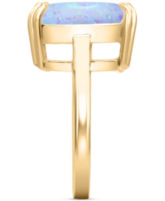 Lab-Grown Opal Emerald-Cut Statement Ring in 14k Gold-Plated Sterling Silver 