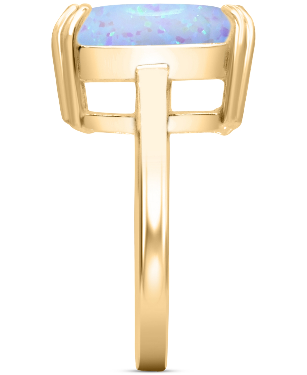 Macy's Lab-grown Opal Emerald-cut Statement Ring In 14k Gold-plated Sterling Silver In Opal