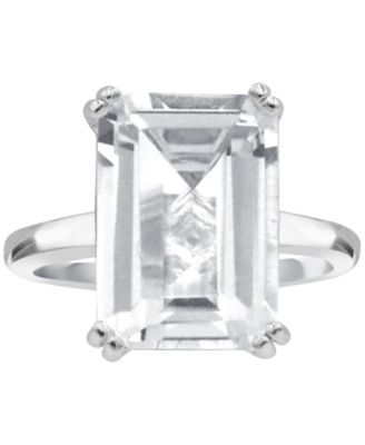Gemstone Emerald-Cut Statement Ring in 14k Gold-Plated Sterling Silver (Also in White Quartz & Black Onyx)