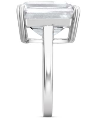 Gemstone Emerald-Cut Statement Ring in 14k Gold-Plated Sterling Silver (Also in White Quartz & Black Onyx)