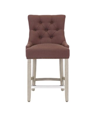 24" Linen Tufted Buttons Upholstered Wingback Counter Stool (Set of 2)