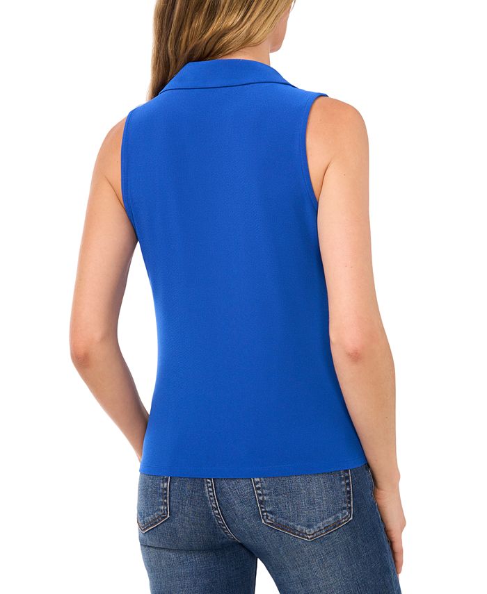 Polo Collar Sleeveless Top