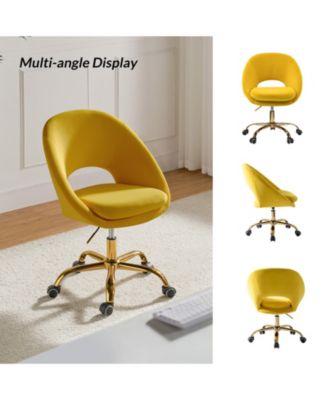 Modern Velvet Office Chair with Adjustable Swivel for Study Vanity