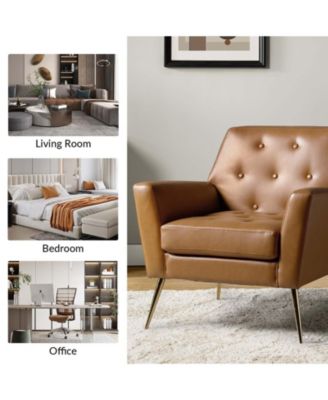 Modern Faux Leather Accent Chair for Living Room Bedroom