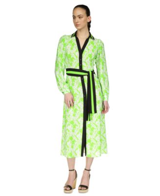 Michael Kors - Women's Palm Printed Belted Midi Dress