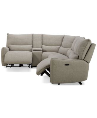 Olper 5-Pc. Fabric Zero Wall Sectional Sofa with Two Power Motion Pieces & Console, Created for Macy's