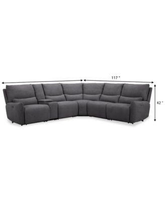 Olper 6-Pc. Fabric Zero Wall Sectional Sofa with Two Power Motion Pieces & Console