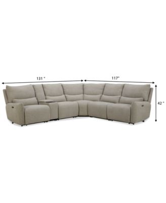 Olper 6-Pc. Fabric Zero Wall Sectional Sofa with Three Power Motion Pieces & Console, Created for Macy's